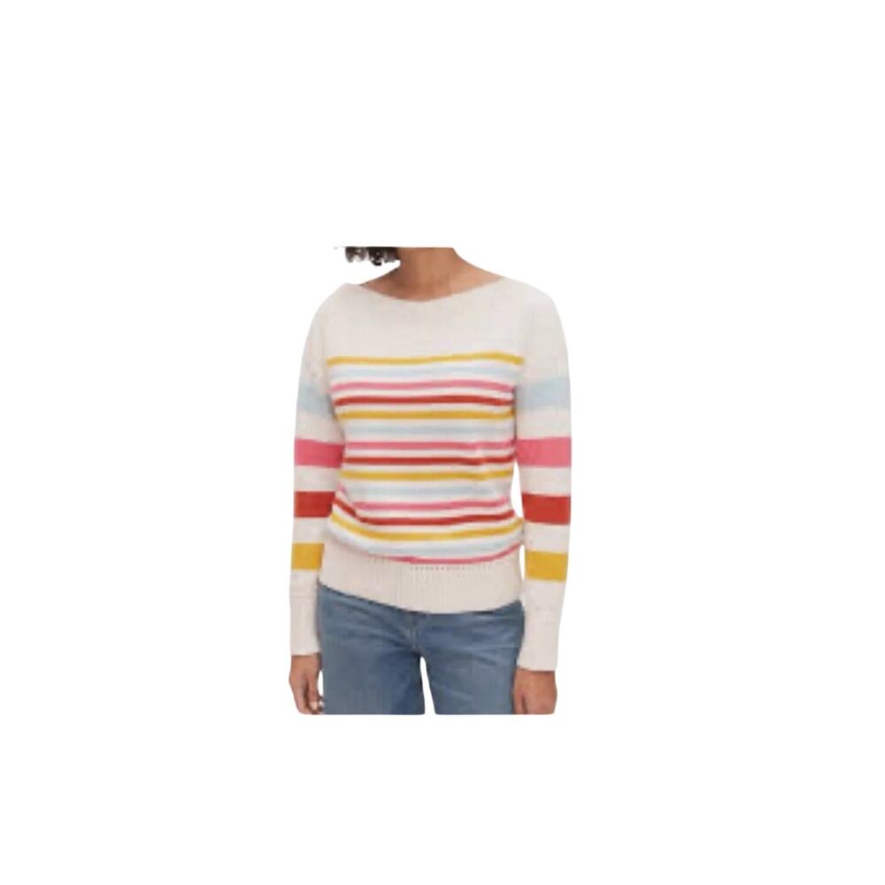 Y2K 90s Women’s S Gap Boat‎ Neck Sweater Striped Long Sleeve spring Cotton Knit